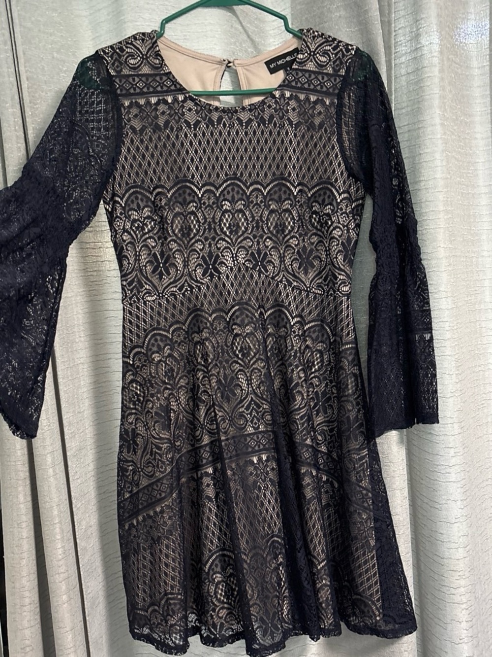 MY MICHELLE Navy Blue Lace Fit & Flare Dress